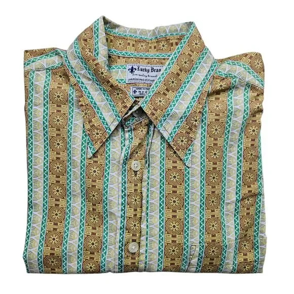 Vintage Lucky Brand Dungarees Shirt Mens Medium Stripe Long Sleeve Western 70s - Picture 2 of 12